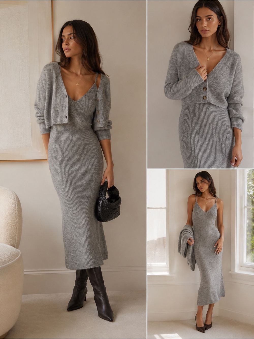H&M Gray Matching Set - Dress and Cardigan